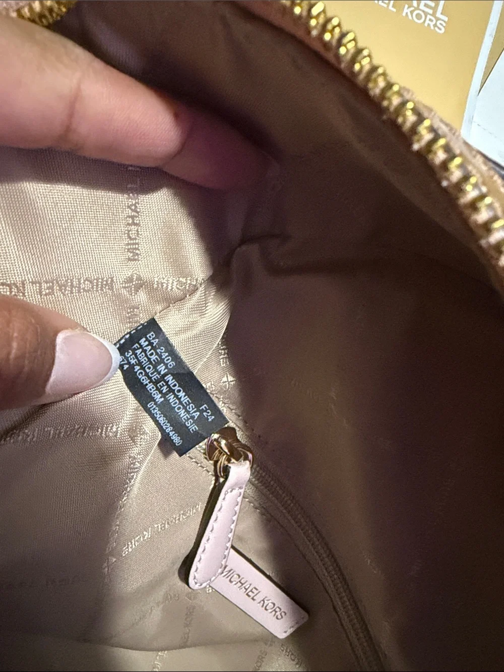 MICHAEL KORS Blush Logo Mini Backpack with Gold Hardware